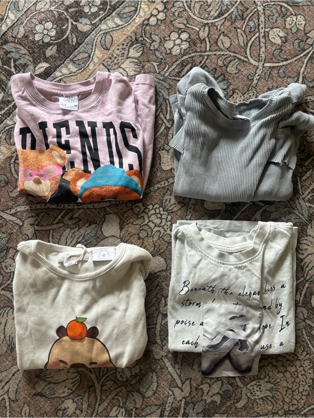 Zara Kids Long Sleeve Graphic Tops 4-Piece BUNDLE